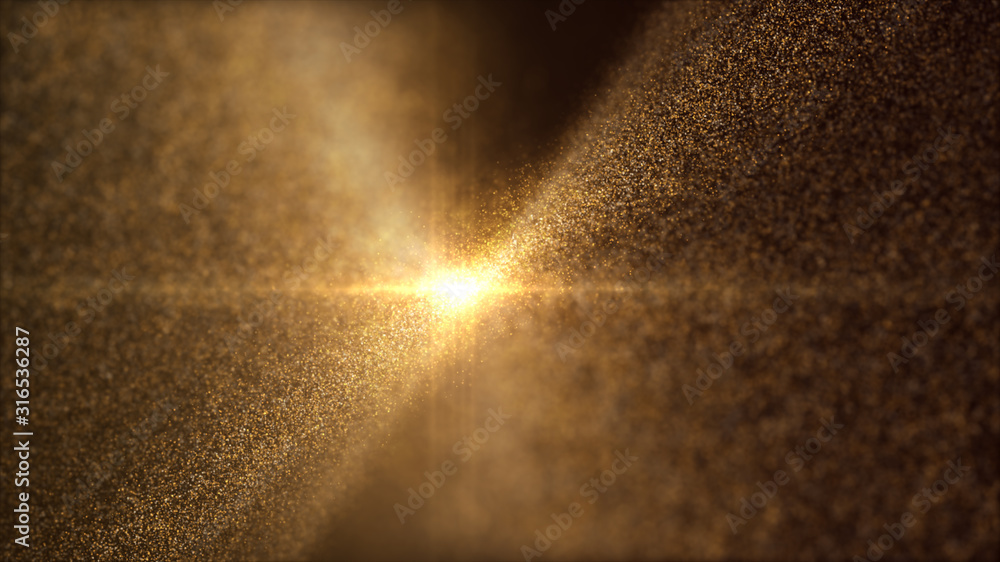 Aufkleber Defocus mysterious sparkling illuminated dust particles floating in the abyss for celebration and festive theme abstract texture background