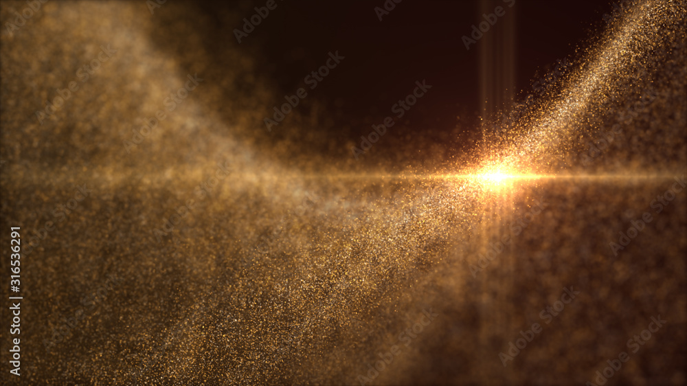 Aufkleber Defocus mysterious sparkling illuminated dust particles floating in the abyss for celebration and festive theme abstract texture background