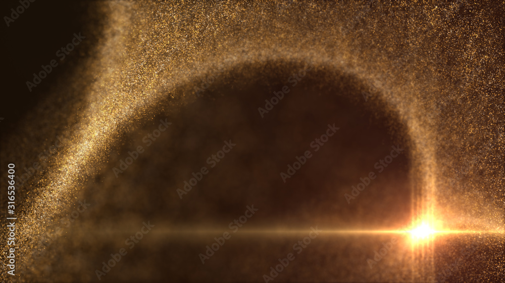 Aufkleber Defocus mysterious sparkling illuminated dust particles floating in the abyss for celebration and festive theme abstract texture background