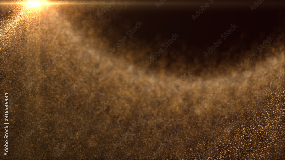 Aufkleber Defocus mysterious sparkling illuminated dust particles floating in the abyss for celebration and festive theme abstract texture background