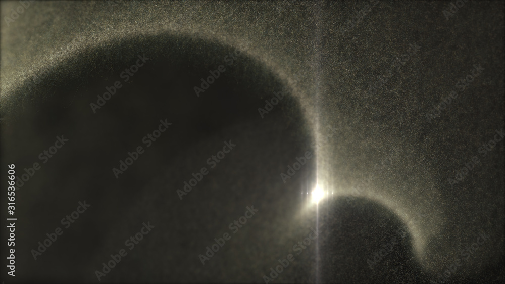 Aufkleber Defocus mysterious sparkling illuminated dust particles floating in the abyss for celebration and festive theme abstract texture background