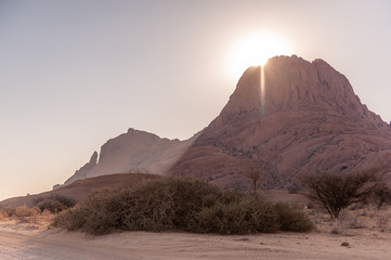 Late Afternoon near Spitzkoppe, and Old Volcano in the Namibian Desert.