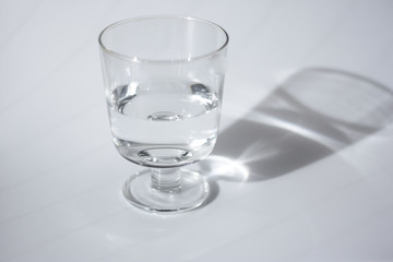 水が半分入ったグラス（白背景）