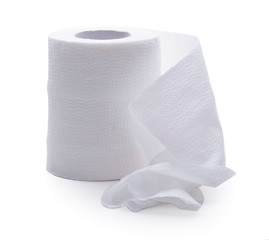 White tissue paper roll isolated on white background.