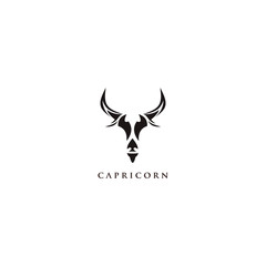 simple modern flat icon black capricorn zodiac logo design - obrazy, fototapety, plakaty