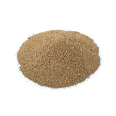Ground black pepper on a white background