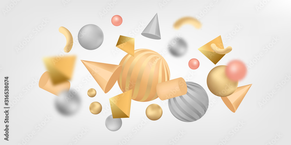 Poster creative design poster, minimal art trendy vector illustration. abstract background with shapes 3d. 