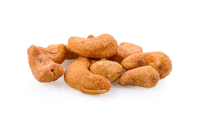 Roasted Cashew Nut with salt on white background