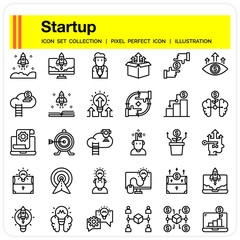 startup design pixel perfect icons set. web design element UI and UX, mobile app