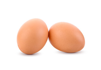 Fresh eggs on white background