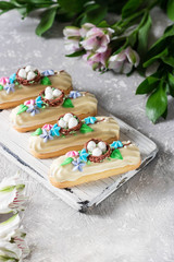 Chocolate Marshmallows Eclairs with Easter Decor