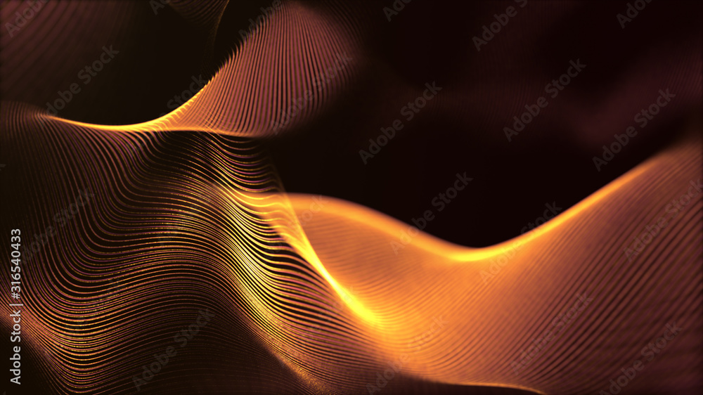 Aufkleber Defocus mysterious sparkling illuminated line particles floating in the abyss for celebration and festive theme abstract texture background