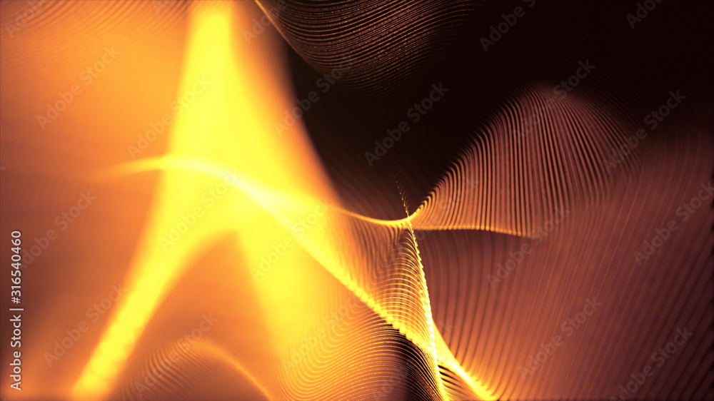Fototapete Defocus mysterious sparkling illuminated line particles floating in the abyss for celebration and festive theme abstract texture background