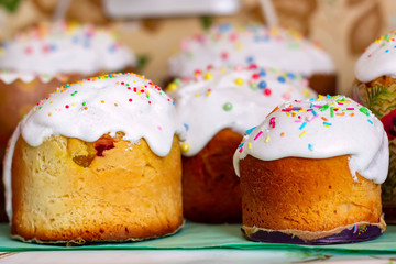 Homemade Easter cake on the table.