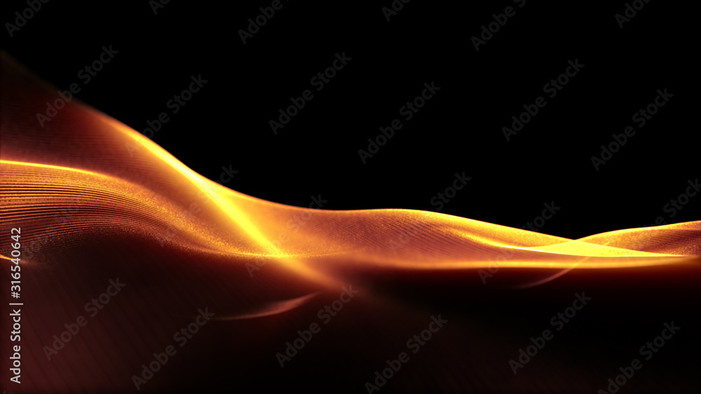 Fototapete Defocus mysterious sparkling illuminated line particles floating in the abyss for celebration and festive theme abstract texture background