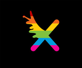 X letter paint logo colorful design