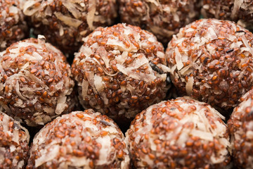 Aliv Laddu, Halim Ladoo or Garden cress Seed sweet Balls a very nutritious food in winters or for New Moms. popular food from India. served in a bowl or plate