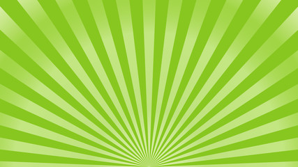 Green ray background. Vintage abstract texture. Retro starburst, sun beam. Halftone color. Light burst. Bright shine sunburst. Empty blank, scrapbook surface. Clean nature energy. Vector illustration