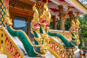 Dragon stair at Thai temple. Koh Samui Island, Thailand
