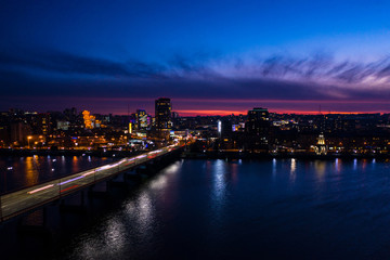 evening city aerial view