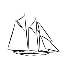 sailing ship on white background