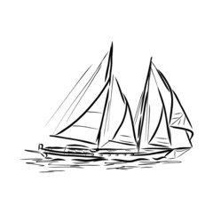sailing ship on white background