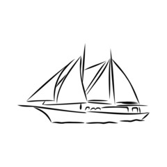 sailing ship on white background