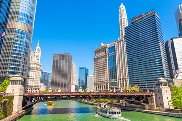 Poster de jardin Chicago Chicago, Illinois, USA Sightseeing River Cruises