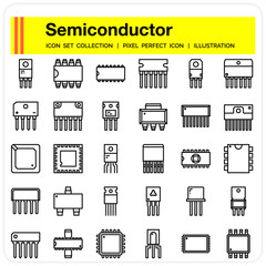 semiconductor icons set, design pixel perfect icons set. web design element UI and UX, mobile app