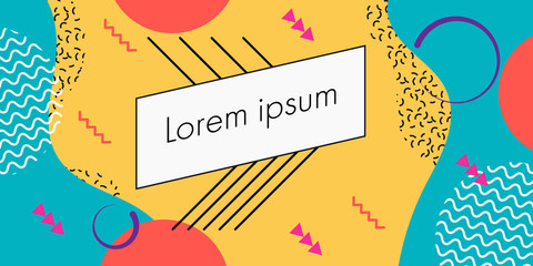 Memphis style abstract background for presentation template, poster, flyer, banner or cover design.