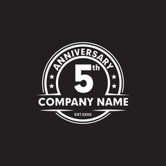 5th year anniversary emblem logo design vector template