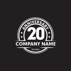 20th year anniversary emblem logo design vector template