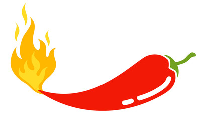 Chili pepper with flame