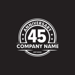 45th year anniversary emblem logo design vector template