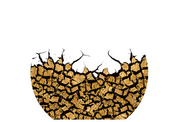 Obraz premium Crack soil. Abstract nature. İsolated image. White background.