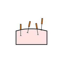 Naklejka premium vector icon with acupuncture needles pinned to the skin