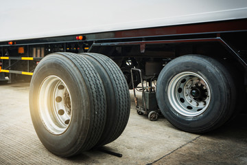 Truck tires waiting to change - obrazy, fototapety, plakaty
