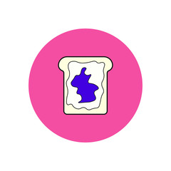 vector icon with toast with butter and jam