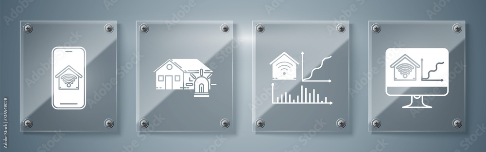 Poster set computer monitor with smart home with wi-fi, smart home with wi-fi, smart house and alarm and mo