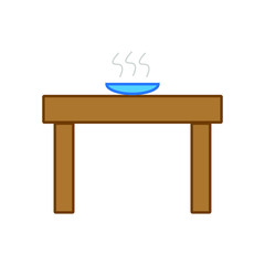 vector icon with table shape with hot food plate