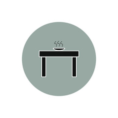 vector icon with table shape with hot food plate