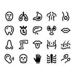 Human Body Organ Icon Set (Black Series)