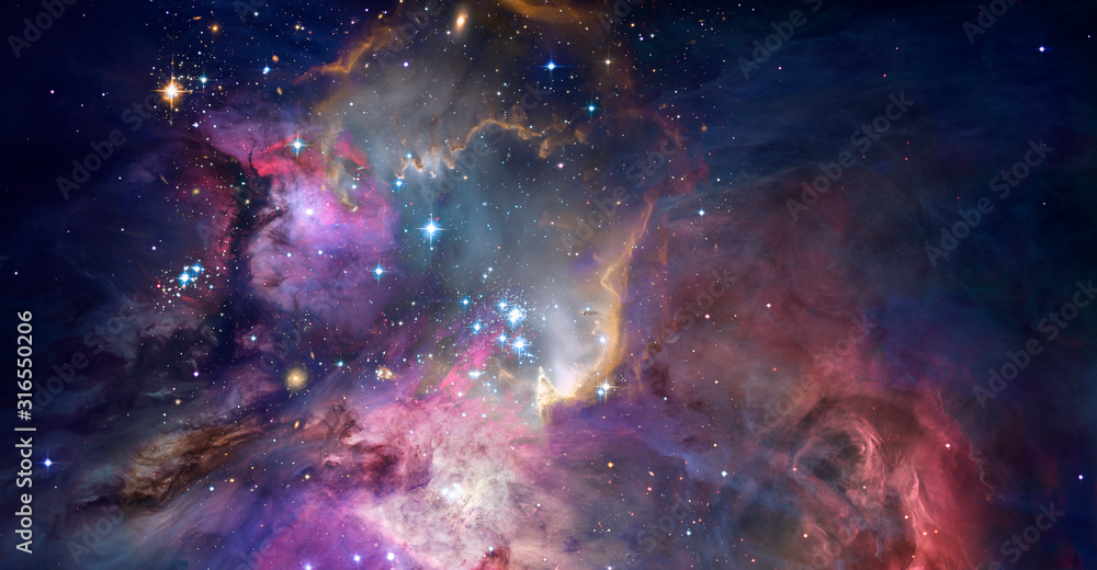 Poster nebula and galaxies in space. abstract cosmos background