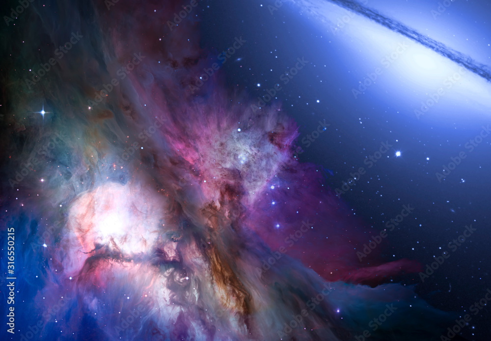 Poster nebula and galaxies in space. abstract cosmos background