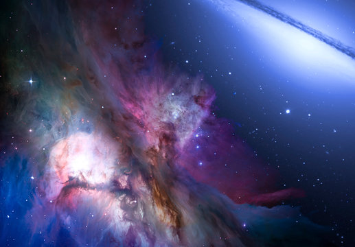 Nebula and galaxies in space. Abstract cosmos background
