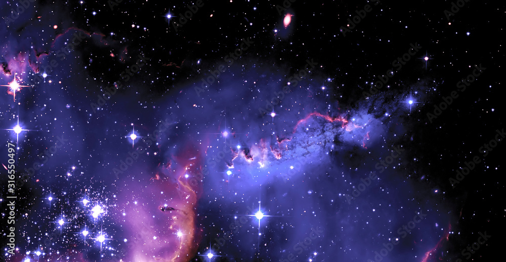 Poster nebula and galaxies in space. abstract cosmos background
