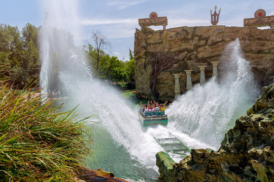 Castelnuovo del Garda, Italy - August 13 2019: Fuga da Atlantide. Gardaland Theme Park in Castelnuovo Del Garda, Verona, Italy