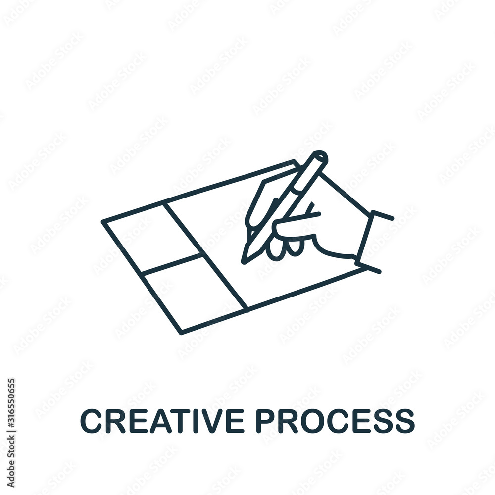 Poster creative process icon. simple line element creative process symbol for templates, web design and inf