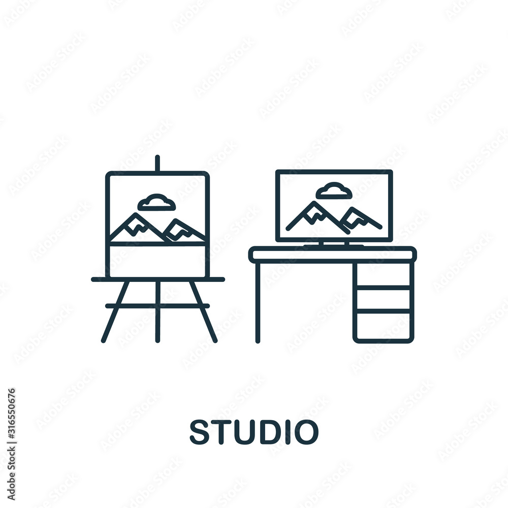 Poster studio icon. simple line element studio symbol for templates, web design and infographics