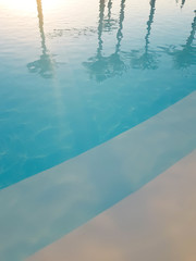 Clear water in the pool with reflection, place for text, wallpaper